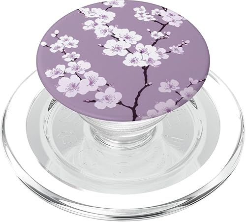 Miniatura 7 de Flores de cerezo de flor blanca en PopSockets morados intercambiables PopGrip