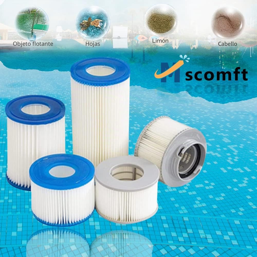 2/4 Cartuchos de Filtro para Piscina Tipo II, Aptos para Bestway 58094, para Bestway filtros 530/800 GAL/h (4 PCS)