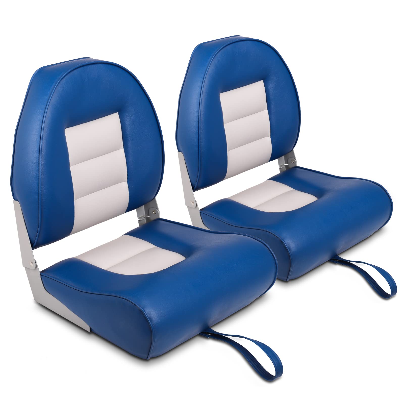 Photo 1 of A Pair of Elite Low/High Back Folding Fishing Boat Seat (2 Seats) F-White/Blue
