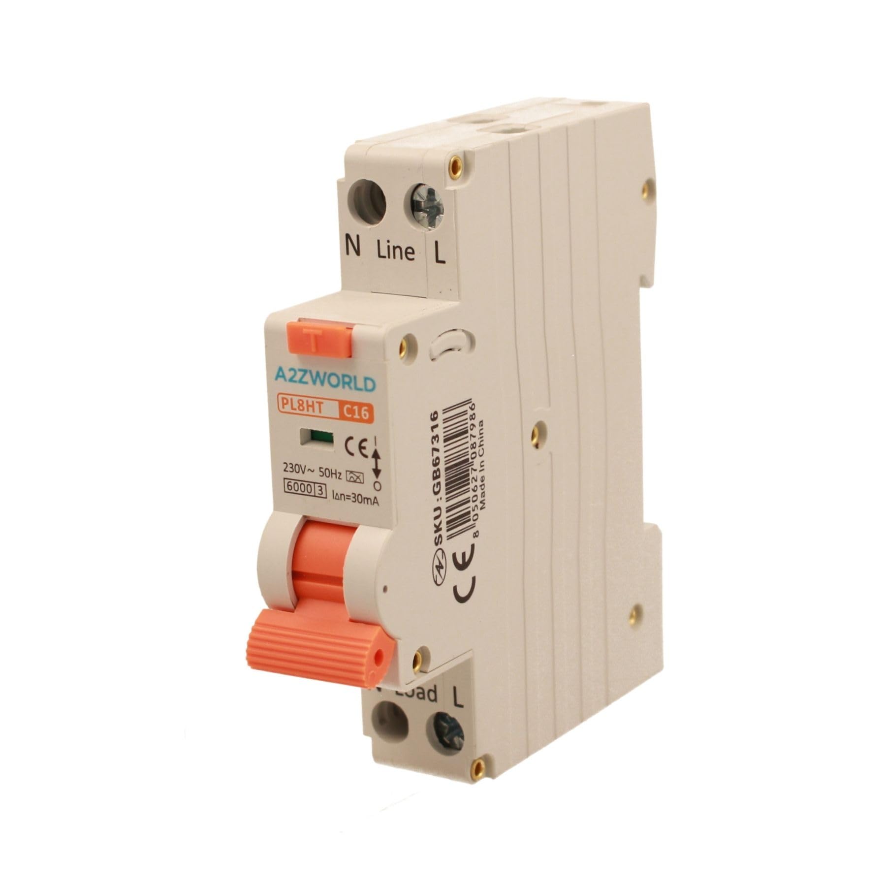 Interruptor diferencial magnetotérmico RCBO Slim 1P+N 16A C16 6kA 30mA 220V tipo A curva C PL8HT
