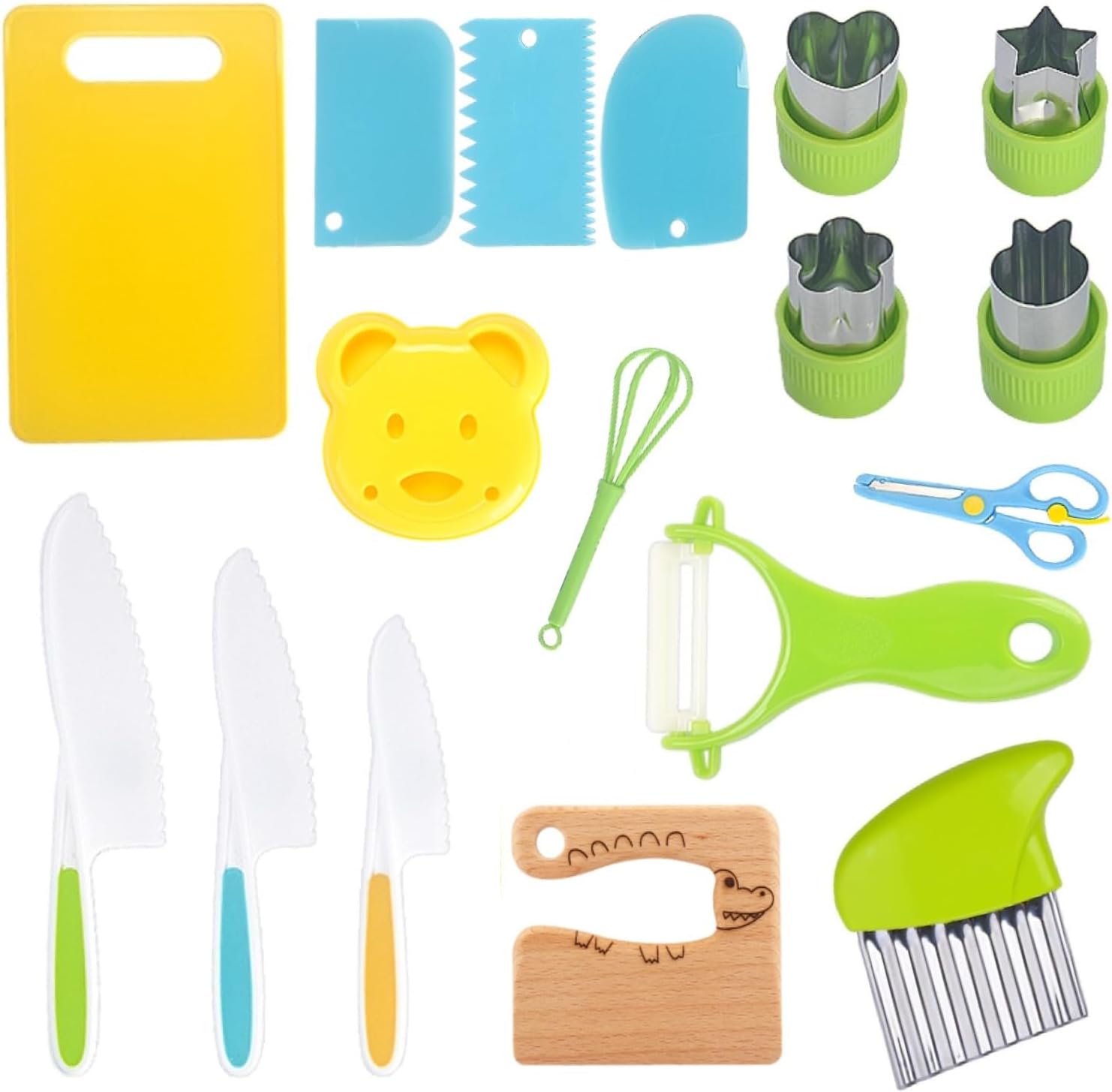 Set Cuchillos Cocina 17 Piezas Polipropileno y Madera Tablas