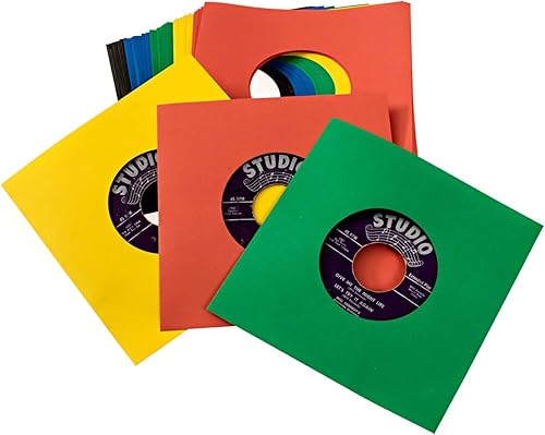 Miniatura 3 de Fundas para discos de vinilo de 45 rpm – 7 pulgadas, protección sin ácidos, cubiertas de papel multicolor para discos individuales de 7 pulgadas,