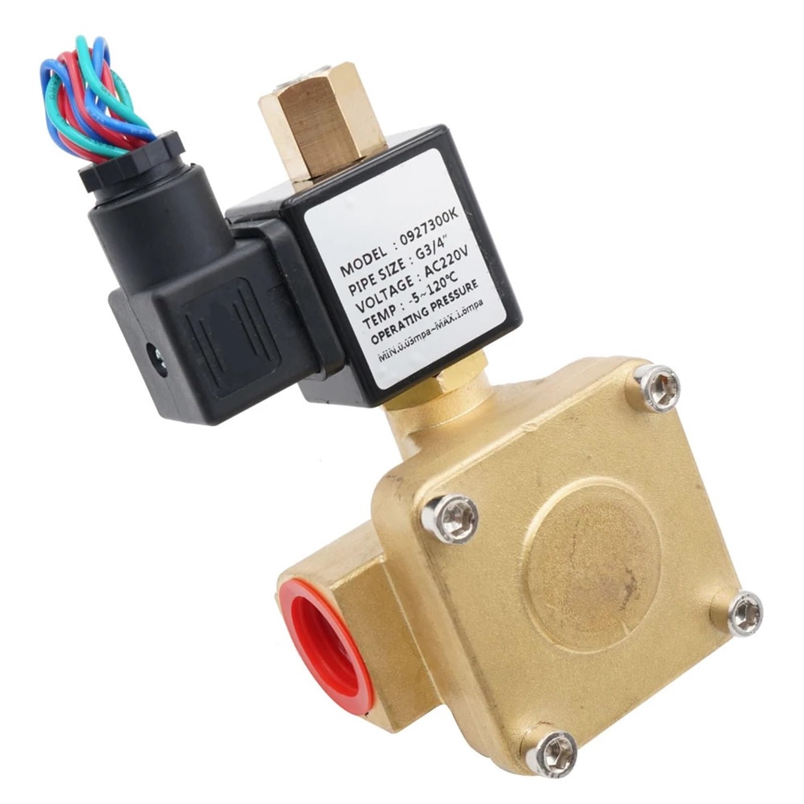 Elettrovalvola a Membrana Pilota Serie 0927 Valvola Acqua a solenoide ad Alta Pressione Temperatura normalmente Chiusa o Aperta 0~16 Bar(DC 24v-viton,DN15 Normally Open)