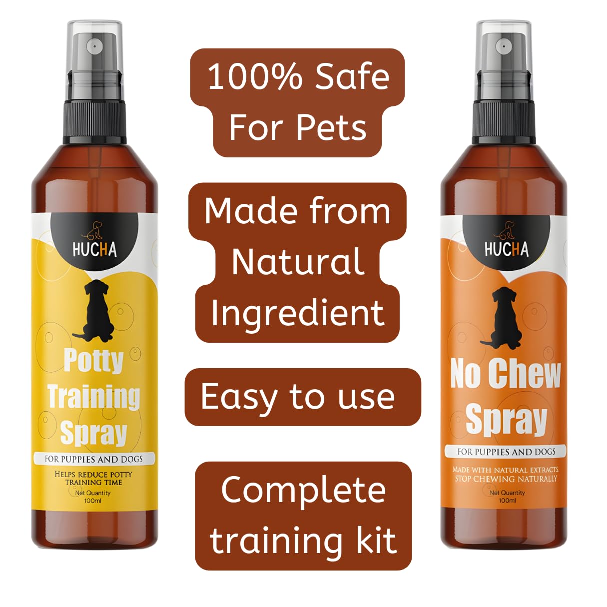 Hucha Potty Training Spray + Anti Chew Spray for Dogs Combo | Potty Training Spray for Puppy | Prevents Chewing On Household Items | Helps to Identity Potty Place (100ml Each) 3