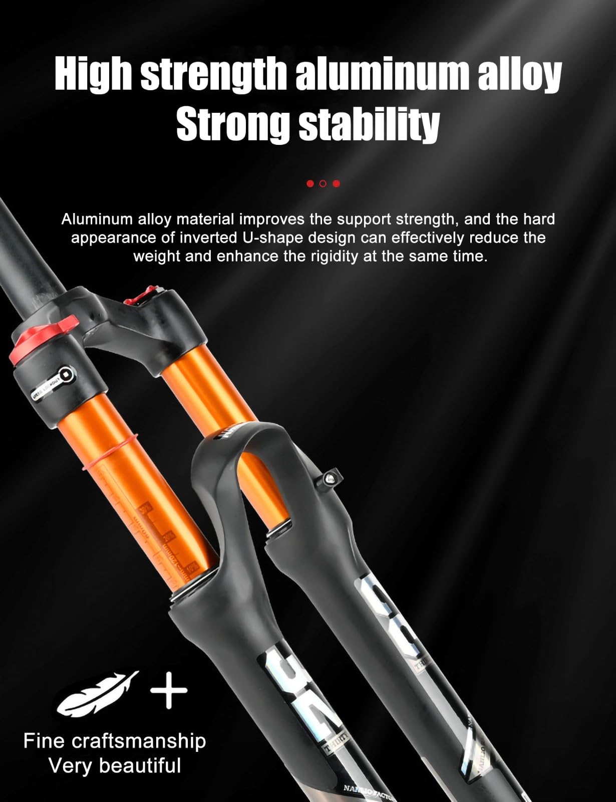 Widelec amortyzowany MTB 26/27,5/29, amortyzator ze stopu aluminium, podróż 120 mm, 28,6 mm prosta rura/stożkowa, ręczna blokada podróży, 9 mm QR XC przedni widelec do roweru górskiego