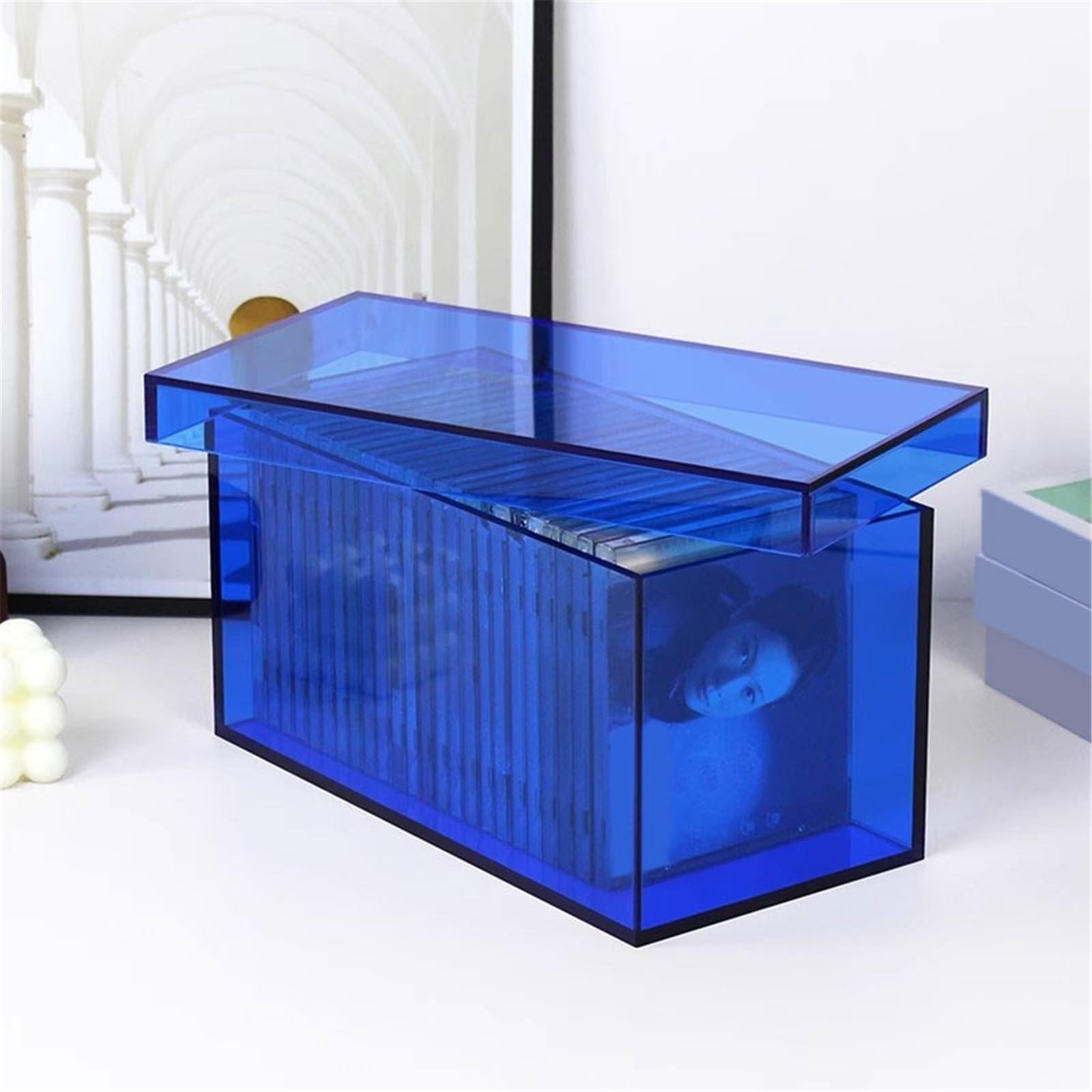 Custodia per CD Scatola portaoggetti rettangolare in acrilico con portadischi for CD coperchio for l'home office Portadischi