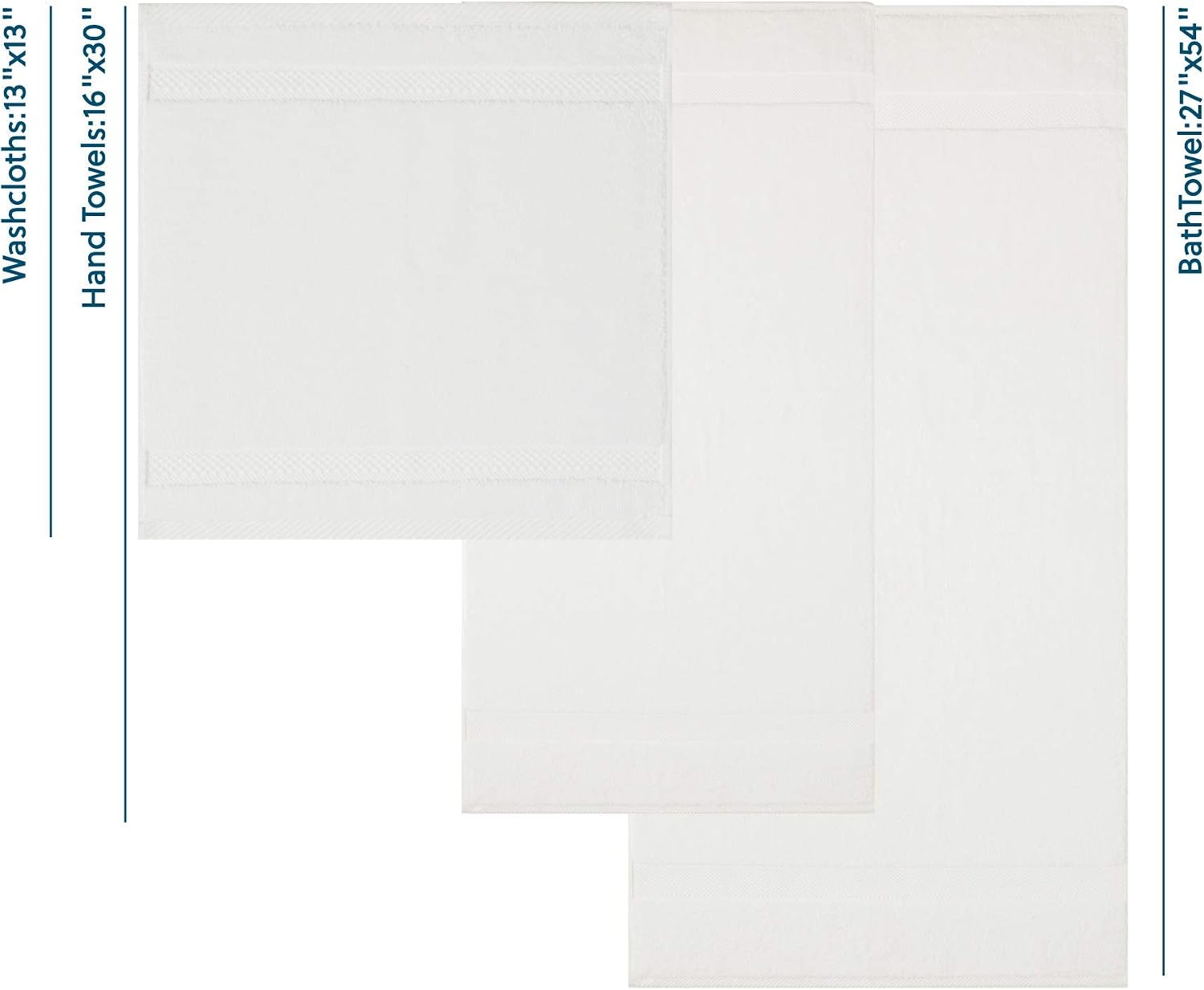 Bedsure White Bath Towels Set for Bathroom - 2 Bath Towels, 2 Hand Towels, 6 Washcloths, Cotton Hotel Quality Absorbent 10 Pack Bath Linen Towel Sets