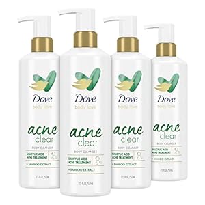 Dove Body Love Body Cleanser Acne Clear 4 Count For Acne-Prone Skin Body Wash with Salicylic Acid and Bamboo Extract 17.5 fl oz