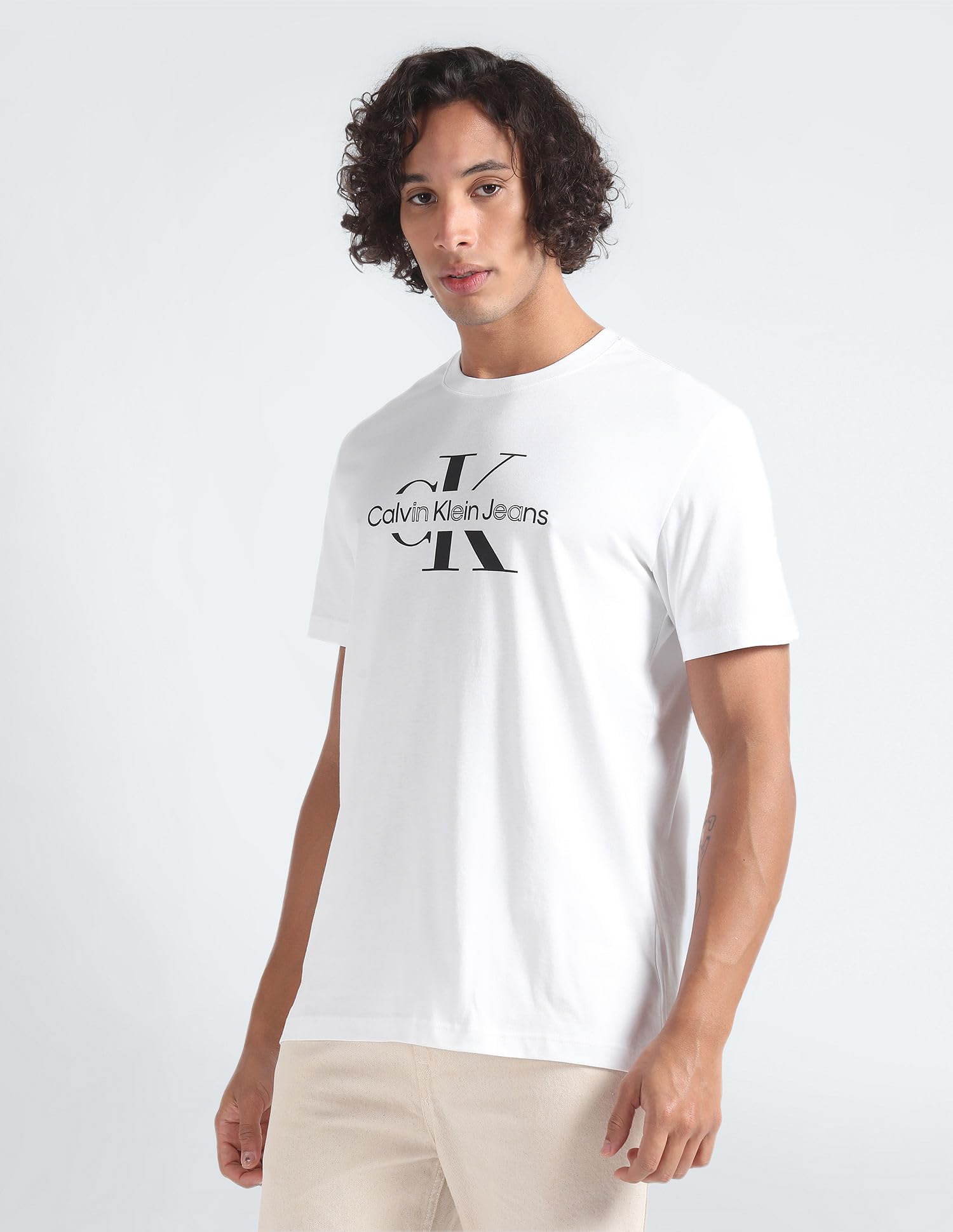 Calvin Klein Disrupted Outline Monologo tee J30j325190 Camiseta con diseño de monográfico Hombre