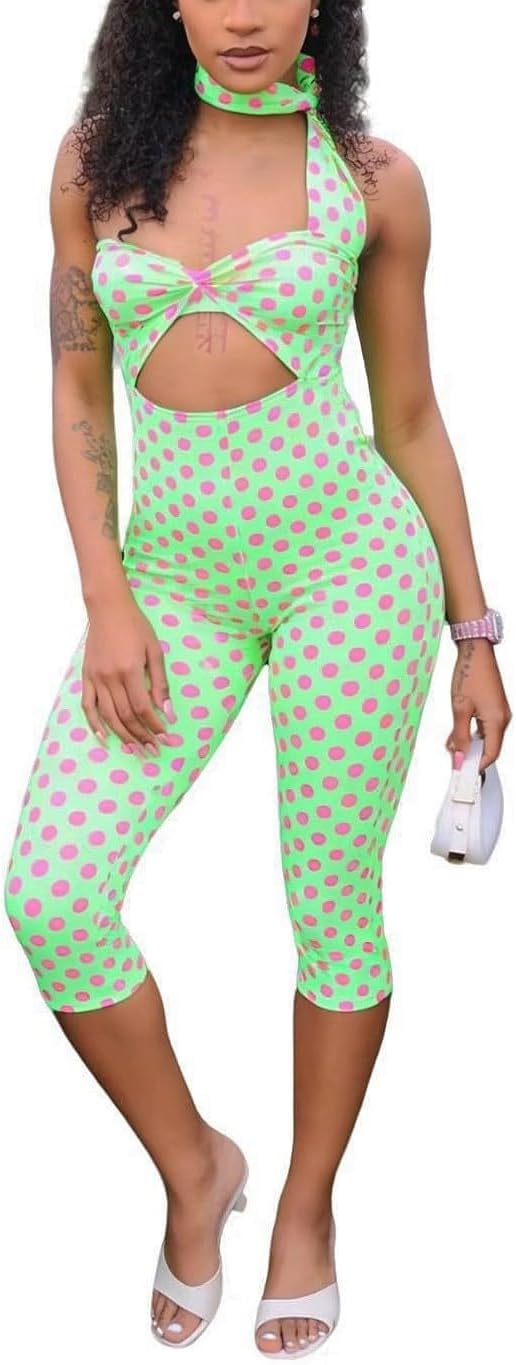 NIFTRIRY Jumpsuits for Women Polka Dot In-Bra Cutout Jumpsuit Date Night Rompers Y2k Outifts