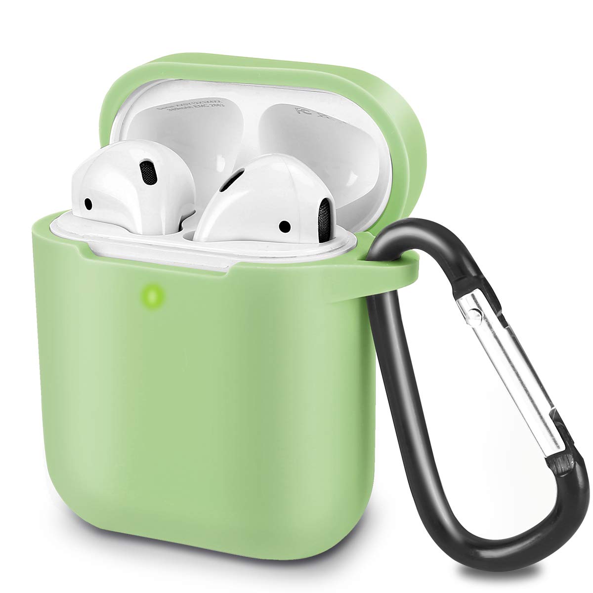 Silicona Compatible con AirPods 2 & 1, Fundas Protectora de Silicona para AirPods 2 & 1, LED Frontal Visible, Funciona con Carga inalámbrica, con Mosquetón, Translúcido — view 13