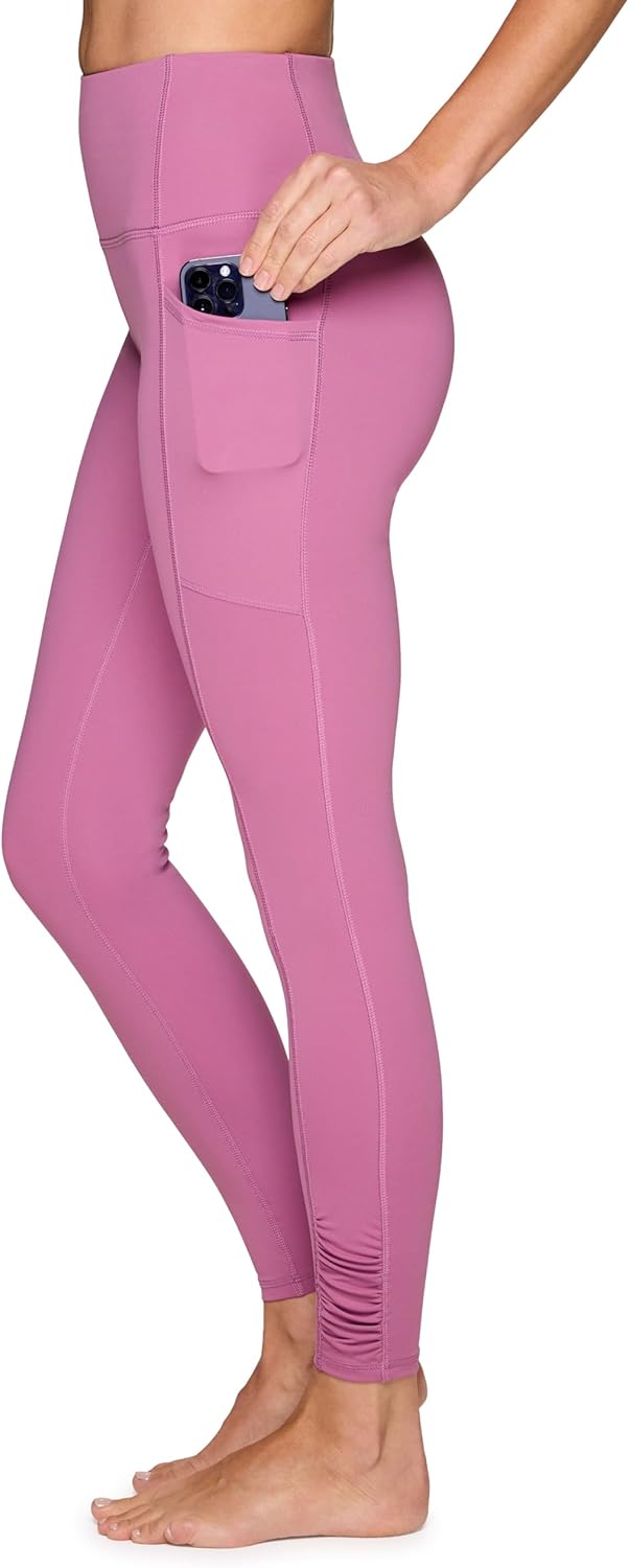 RBX Women's Full Length Fashion Workout Legging with Ruched Side, High Waisted Squat Proof Yoga Leggings with Pockets - Image 4