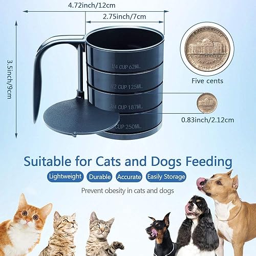 Vista 5 de Cuchara de comida para perros, cucharas de comida para mascotas, 4 tazas de capacidad en 1 taza, cuchara medidora para mascotas, perros, gatos