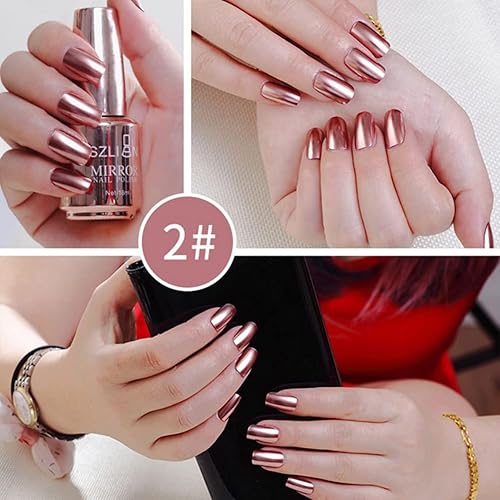 Miniatura 2 de Reddhoon Esmalte de uñas metálico, esmalte de uñas de medio espejo, efecto espejo, de larga duración, hermosa decoración de uñas brillante, secado