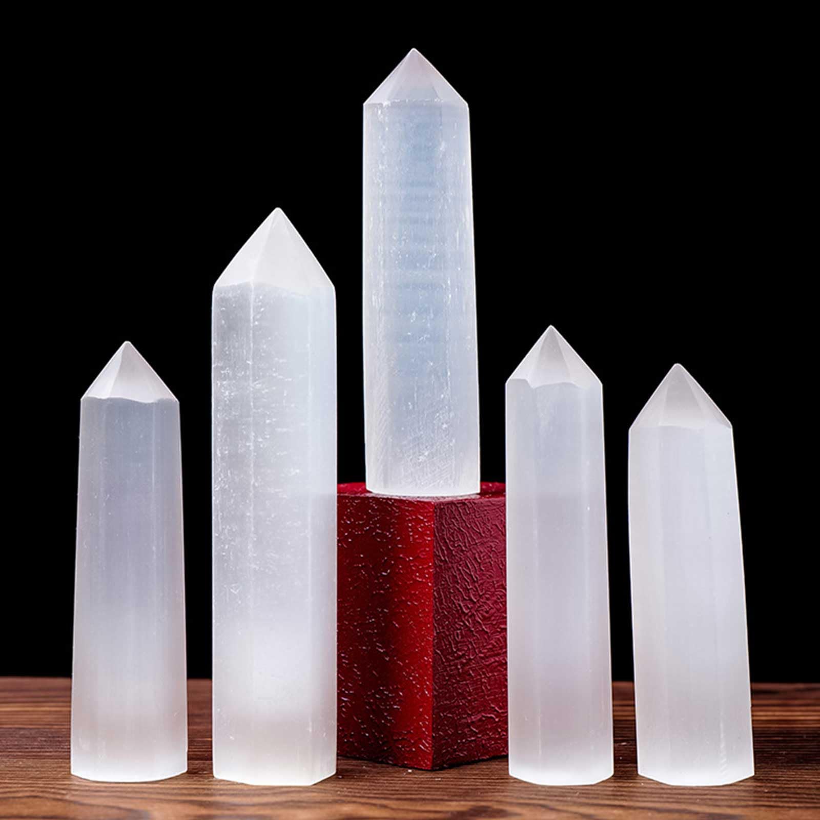 Bacchetta di Cristallo curativa in Selenite Naturale da 3 Pezzi con Punta | Pietre di cristalli lucidati per pulizia energetica, ricarica, Reiki, bilanciamento dei chakra, meditazione
