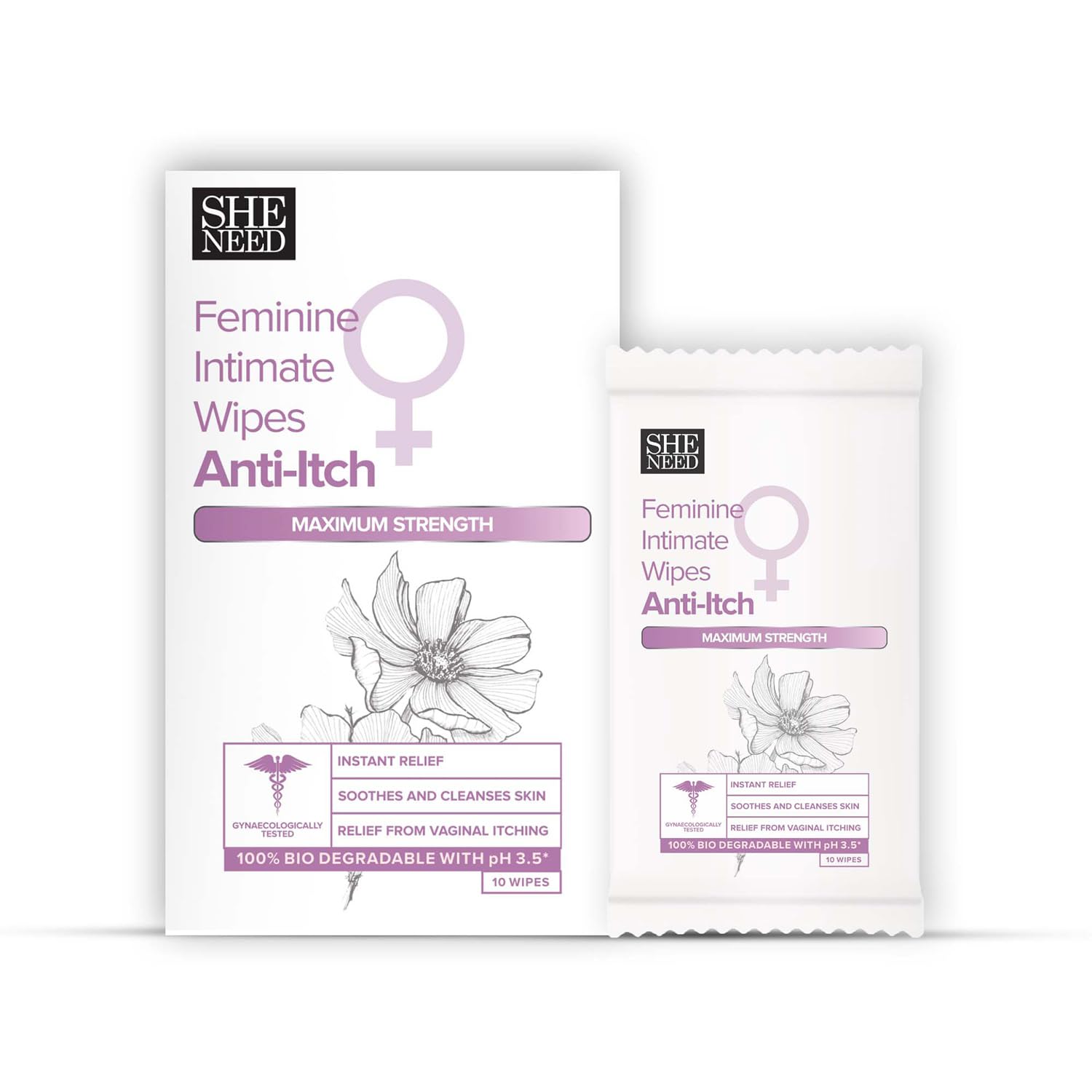 SHENEED Intimate Anti -itch wipes with maximum strength 10N for all skin types|instant relief from itching|relief from irritation| Refreshing Cleansing| Travel friendly| clinically proven| Gynac approved.-image-29
