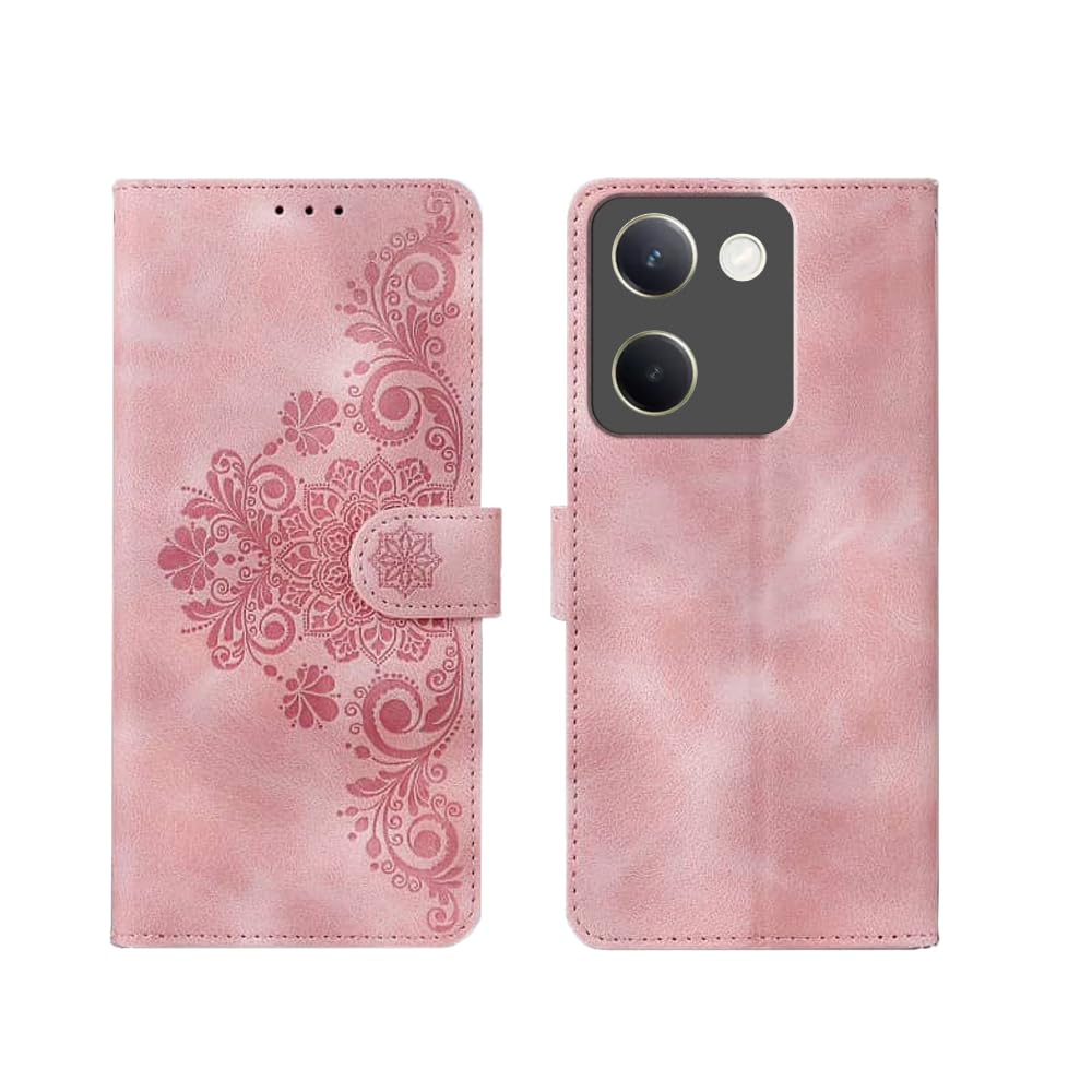 Inktree Vivo Y200 Pro 5G Flip Cover | Card Pockets Wallet & Stand | Flip Cover for Vivo Y200 Pro 5G - Floral Mandala Pink (B0D8B7F368) Amazon Price History, Amazon Price Tracker