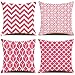 Set di 4 Cuscini Divano Geometrico Stampato su due lati Cotone Biancheria Decorativo Copricuscini Divano 45x45cm (rosso)