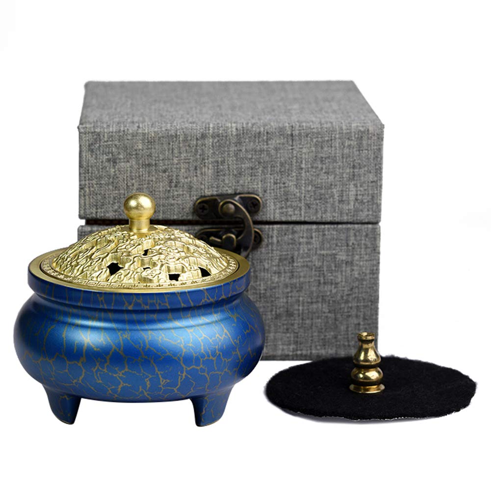 Cuivre Pur Porte-encens Brûleur- Encens en Forme de bâton/cône/Bobine Poêle d'aromathérapie au Bois de Santal Cendrier Plateau Bol Diffuseur de Parfum- Convient à Accueil Bureau