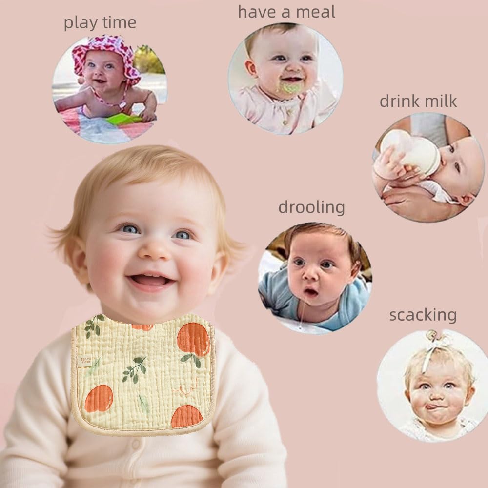 Oaygat Muslin Baby Bibs 8-Pack Dribble Bandana Bibs 6 Layer Muslin Cotton Drool Bibs For Teething Soft And Absorbent Soft And Absorbent For Newborn Toddler From 0-36 Months - Image 2
