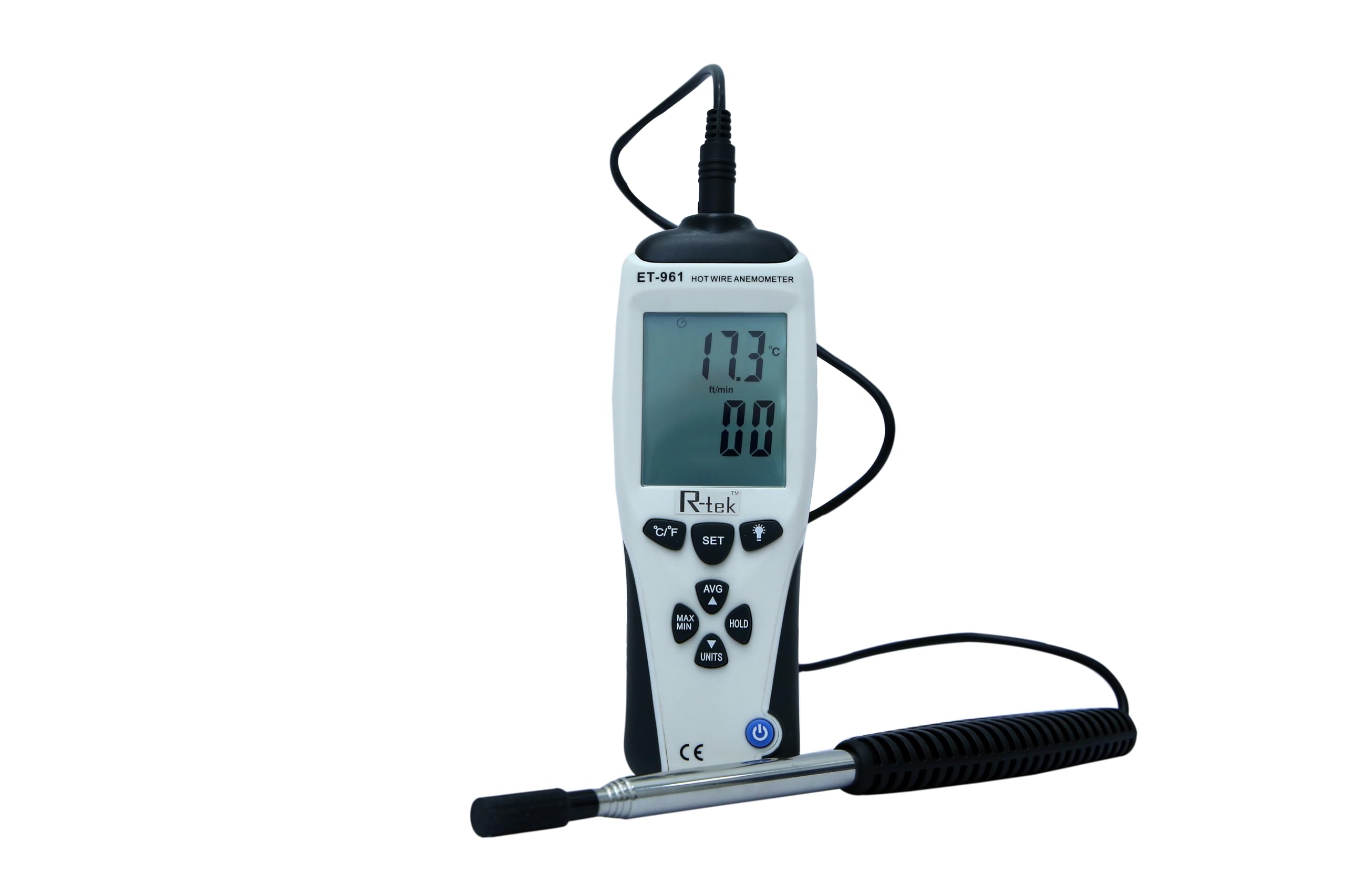 R-TEK Digital Hotwire Anemometer Handheld CFM/CMM Air Flow Velocity Meter Wind Speed Gauges-image-5