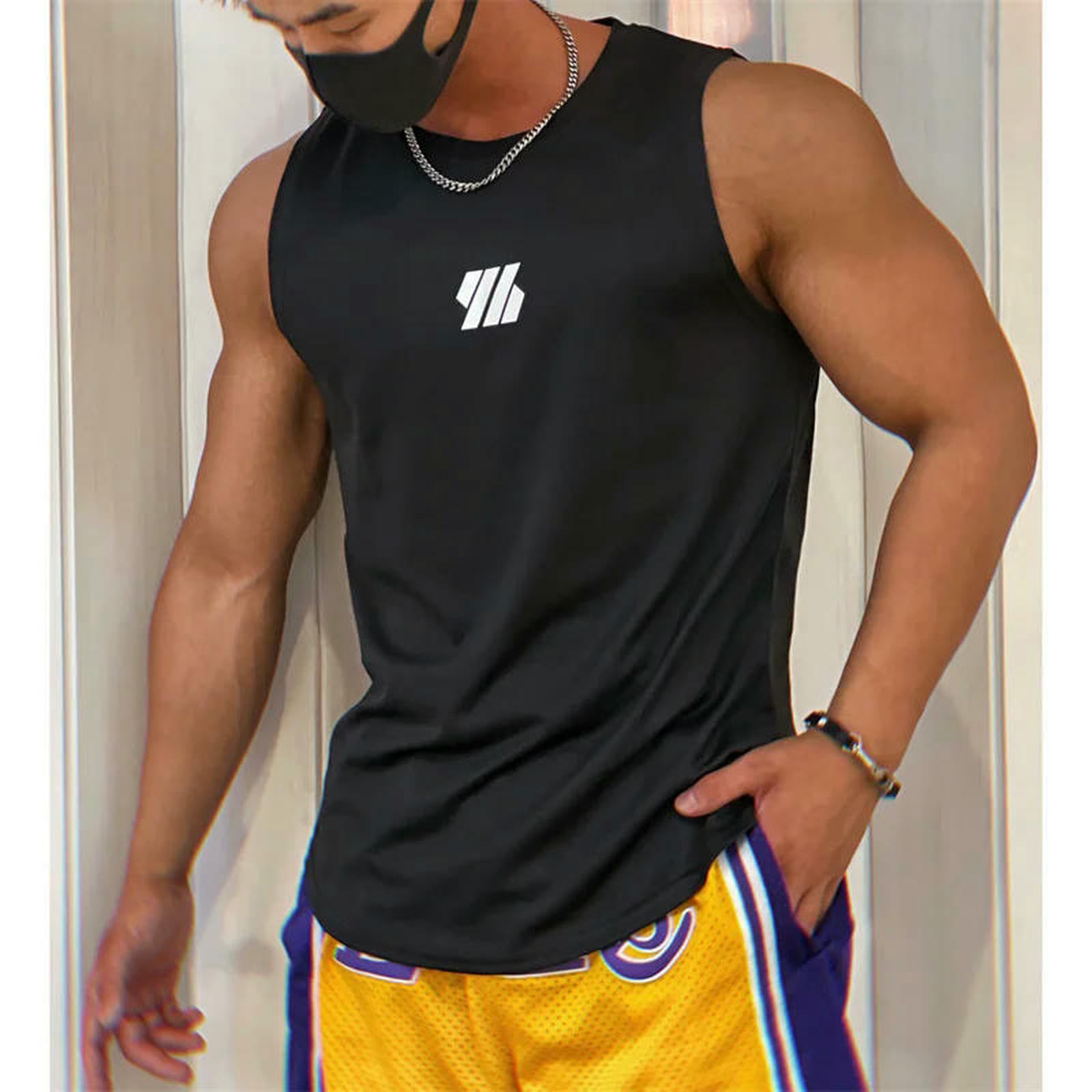 Kamizelka fitness na lato, do studia fitness, kamizelka z siateczki, koszulka bez rękawów, koszulka męska, tank top, koszykówka, bieganie, fitness, sport