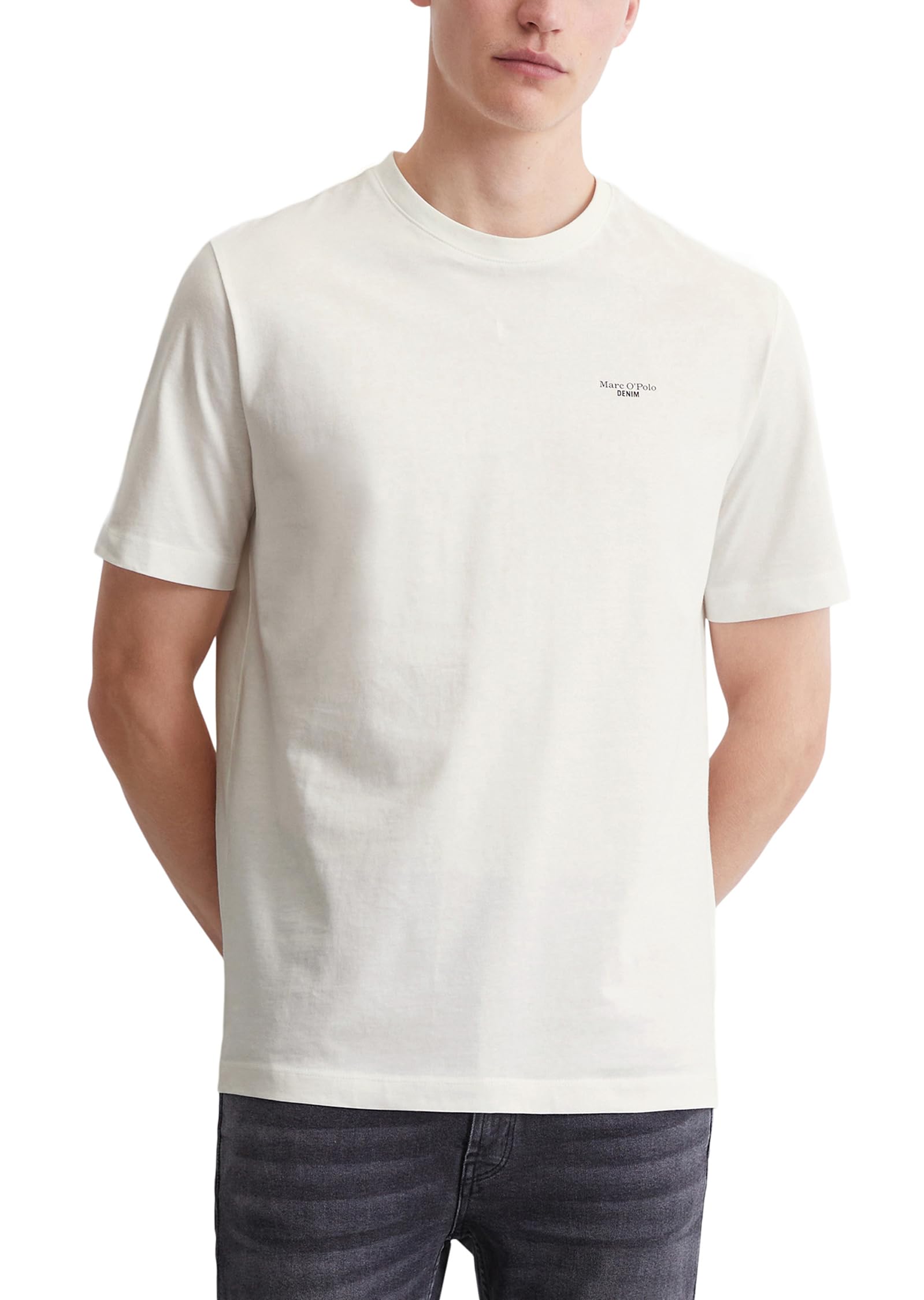 Marc O'Polo Denim Herren T-Shirt aus Bio-Baumwolle Regular Fit, Weiß (Egg White), L