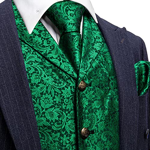 Image of Barry.Wang Mens Silk Lapel /Shawl Collar Vest Tie Sleeve Holder Set Formal /Casual Paisley Vests Wedding Tuxedo Waistcoat