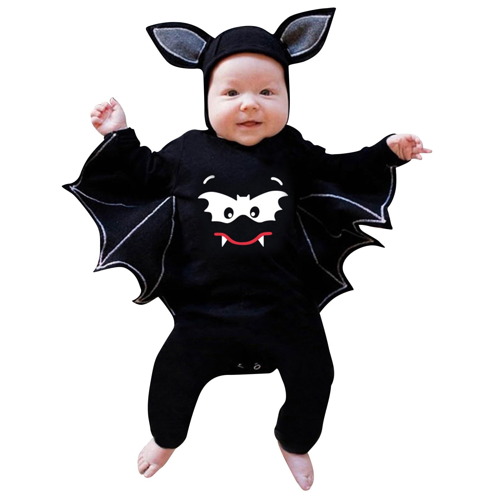 Cokbyavla Baby Long Sleeve Bat Romper, Newborn Halloween Outfit Unisex pumpkin baby boy outfit Girl Skirt Set Funny Onepiece Toddler Ghost Costume Boy Newborn Jumpsui Toddler,12-18 Months