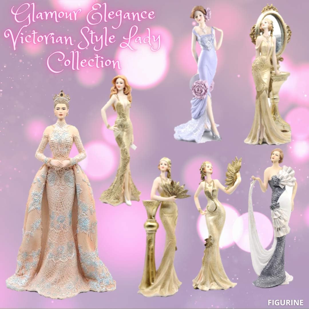 Comfy Hour Glamour Elegance Victorian Style Lady Collection Standing Lady Leaning Against Stair Handrail Collectible Figurine,13-inch Height, Silvery, Polyresin : Home & Kitchen