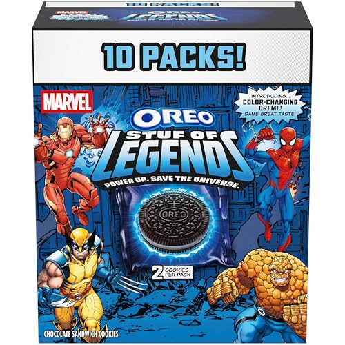 MARVEL OREO Stuf of Legends Cookies, Special Edition, 10 Snack Packs (2 Cookies Per Pack)
