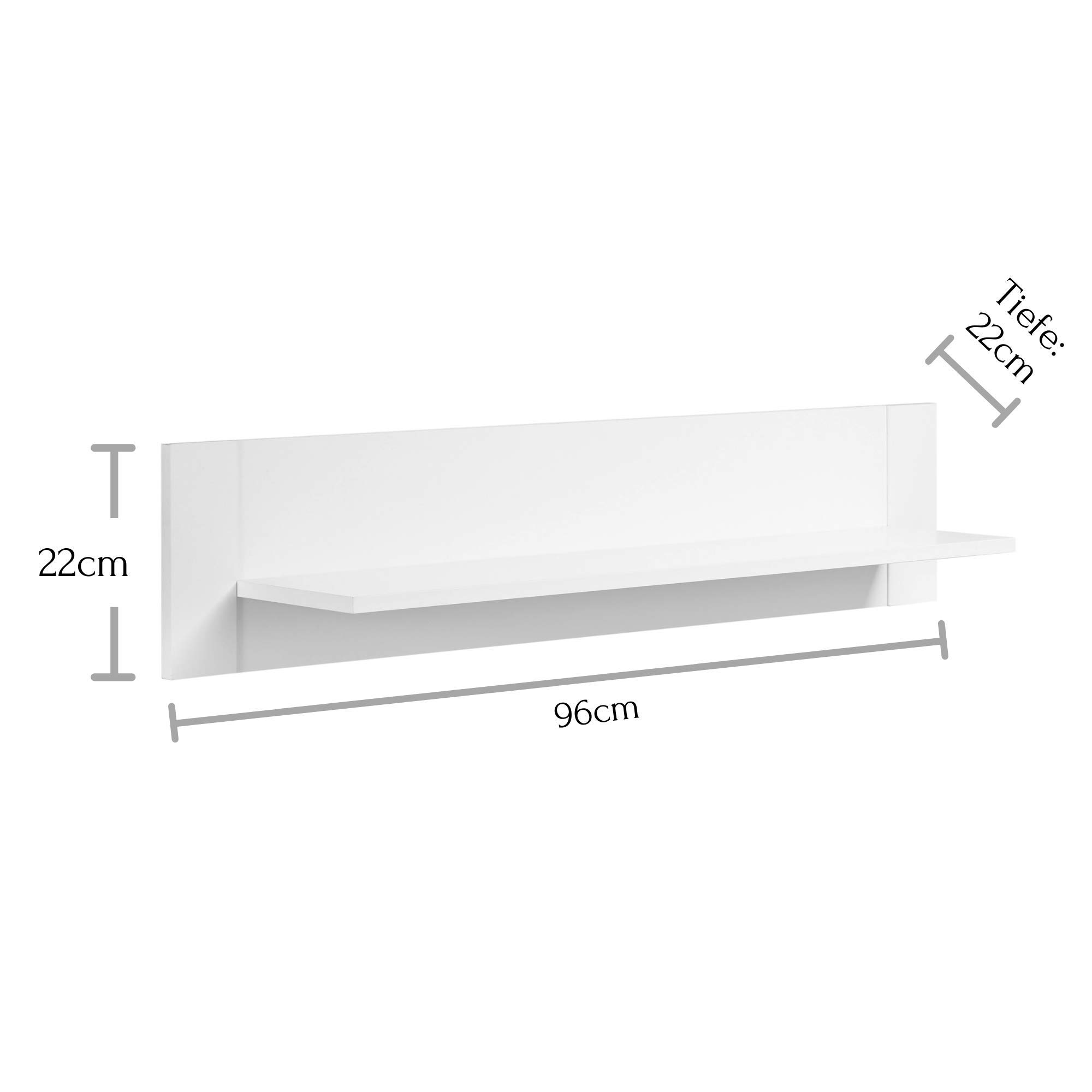 Stella Trading Paula Estante de Pared para la habitación del bebé en Blanco, Estante versátil, 96 x 22 x 22 cm (Ancho/Alto/Profundo)
