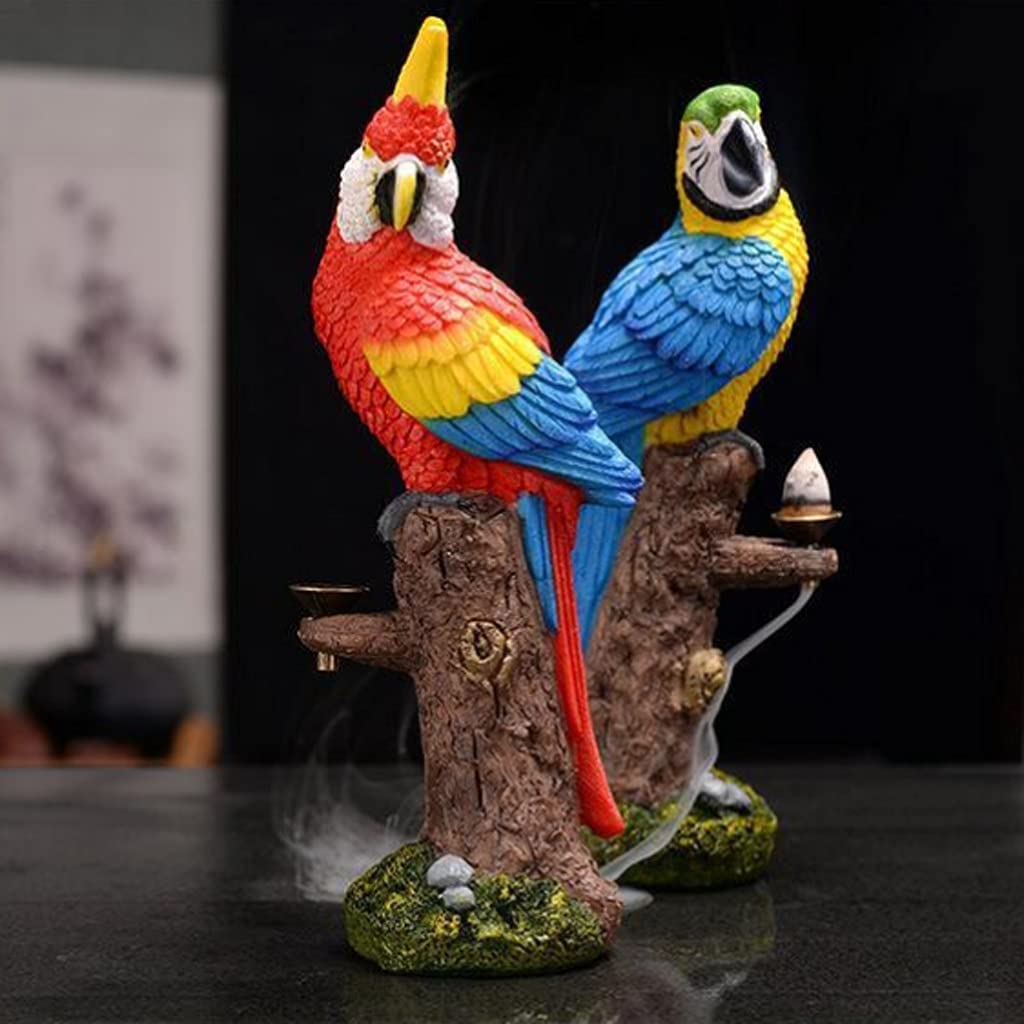 Kadzielnica do Dekoracji Salonu Parrot Kadzidło Z Przepływem Zwrotnym Ręcznie Robiony Wodospad Kadzidło Do Wystroju Domowego Biura Wystrój świątyni Domu(Rot)