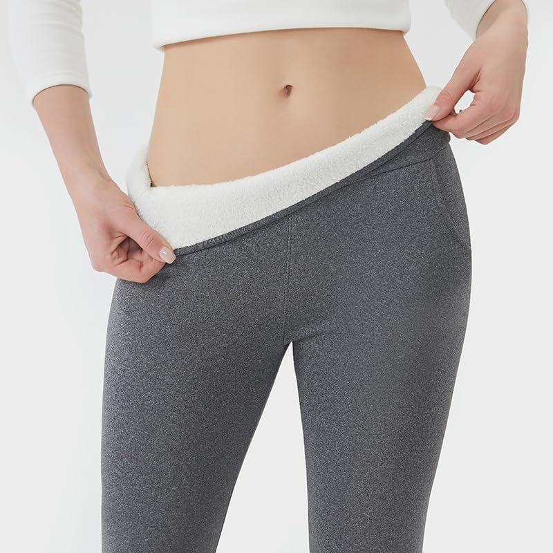 Fleece Lined Yoga Pants - High Waisted 4-Way Stretch Thermal for Winter Running & Gym - Image 2