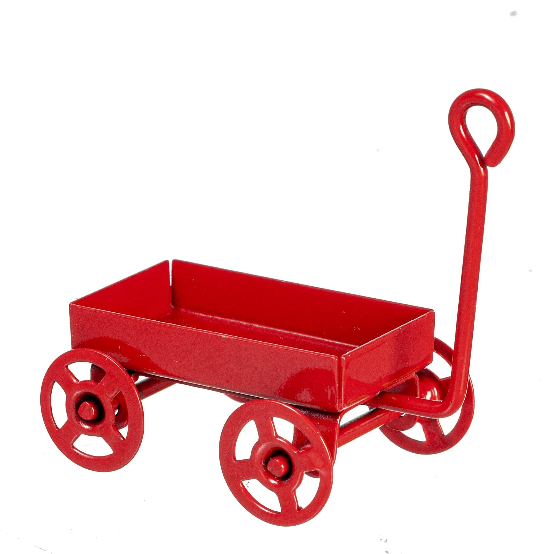 1:12 Scale Miniature Metal Red Wagon – Aztec Dollhouse Toy Accessory D6376 - View #3