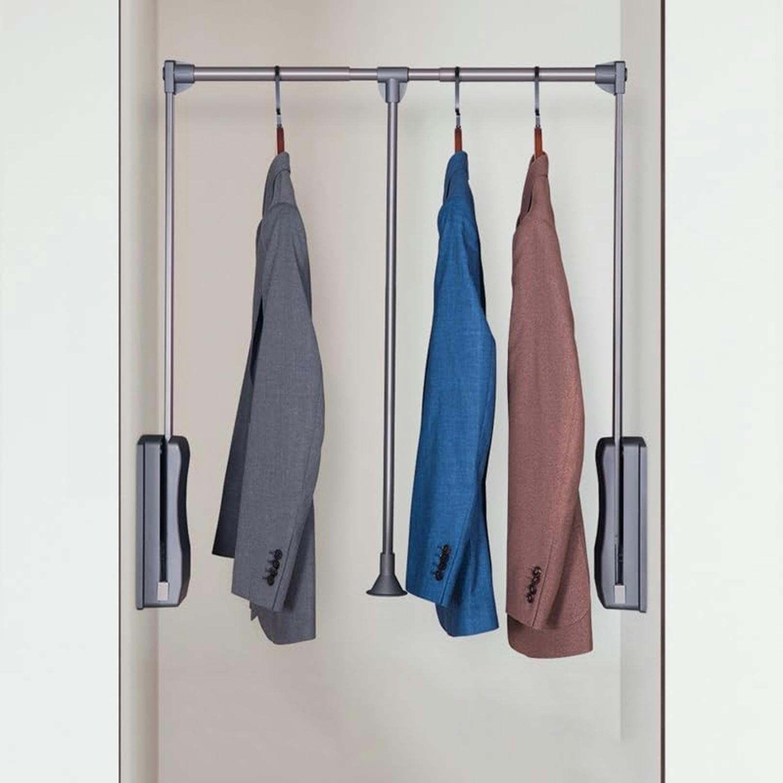 AYCDL Pull-down Hanr Heavy Duty Pull Down Closet Rod - Extendable Clothes Rail, Extendable Wardrobe Lift, Adjustable Width Pull Down Closet Rod, Aluminium Retractable,Grey-670-900CM