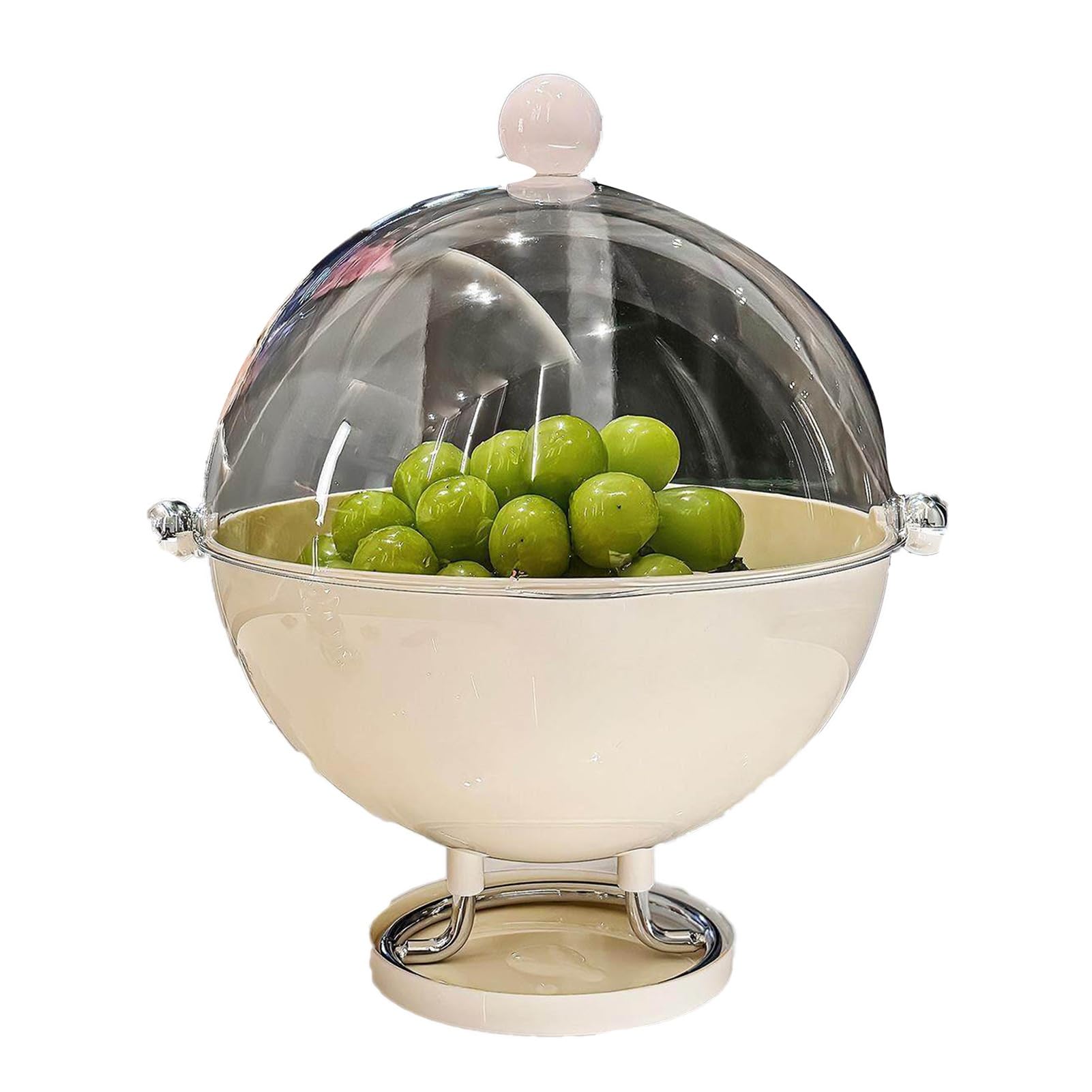 XCSDEW Plastic Fruit Rack,Living Room Nut ,Snack Storage Basket,Flip-top Opening,Cylindrical Handle,Suitable for Hotels(White)