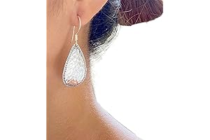 Long Drop Dangle Earrings, 1 7/8" Long, Highlighting Reflecting Shiny Hammered Textured