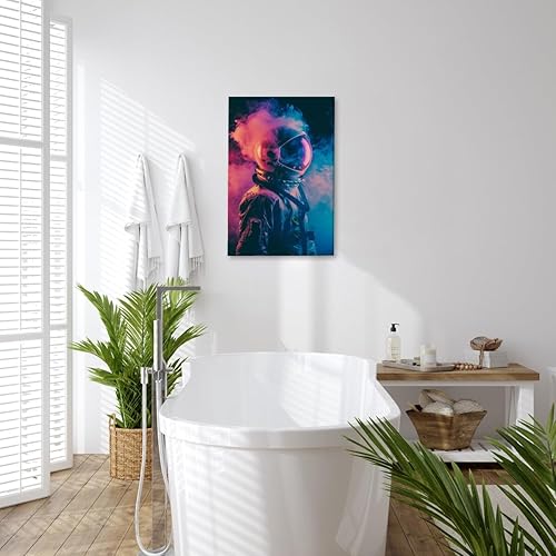 Miniatura 3 de Lienzo decorativo retro de astronauta ahumado, neón Cyberpunk, impresiones artísticas únicas futuristas de ciencia ficción, decoración del hogar