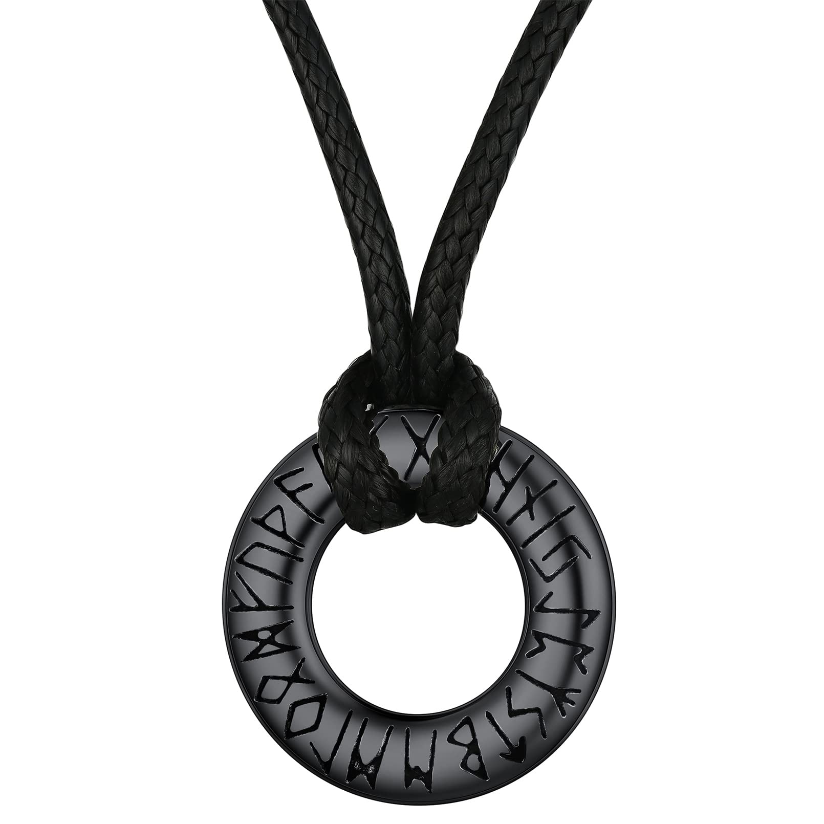FaithHeart Collar Vikingo Runas Acero Inoxidable 316L Hombre Mujer Letras Alfabetos Rúnicos Joyería Espiritual Nórdica de Talismán de Familias Parejas