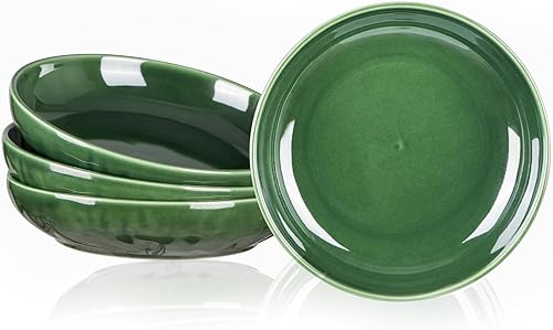 vicrays Cuencos para servir ensalada y pasta, juego de cuencos grandes de cerámica poco profundos de 47 onzas, cuencos grandes de porcelana de 10