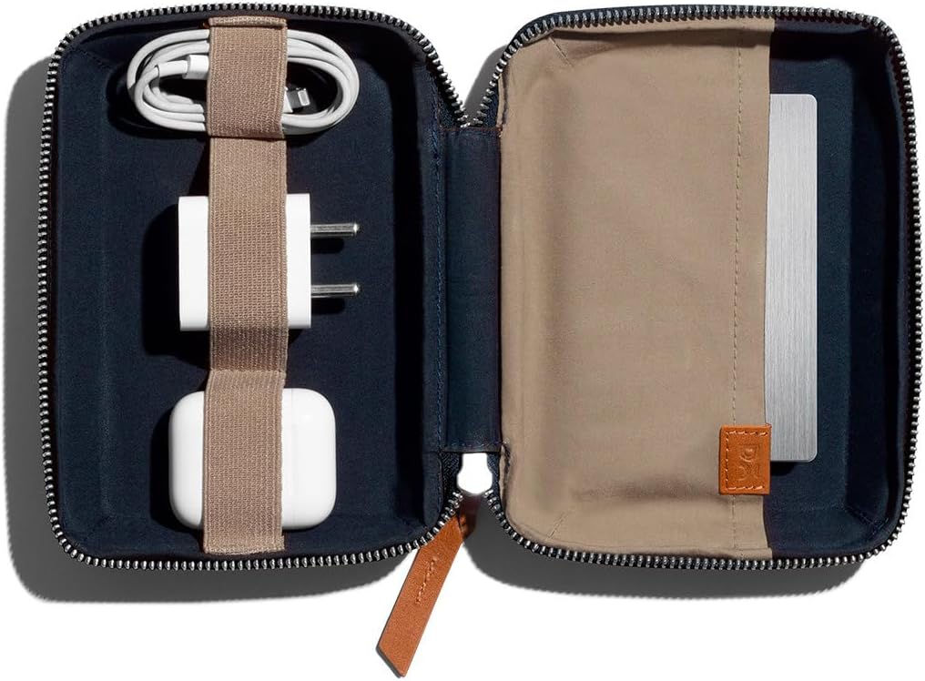 DailyObjects Travel Digital Accessories Storage Bag, Portable Gadget Organizer Case, Regular Zippered Tech Kit Organizer Pouch for Memory Cards - Blue, Canvas, 21 Centimeters