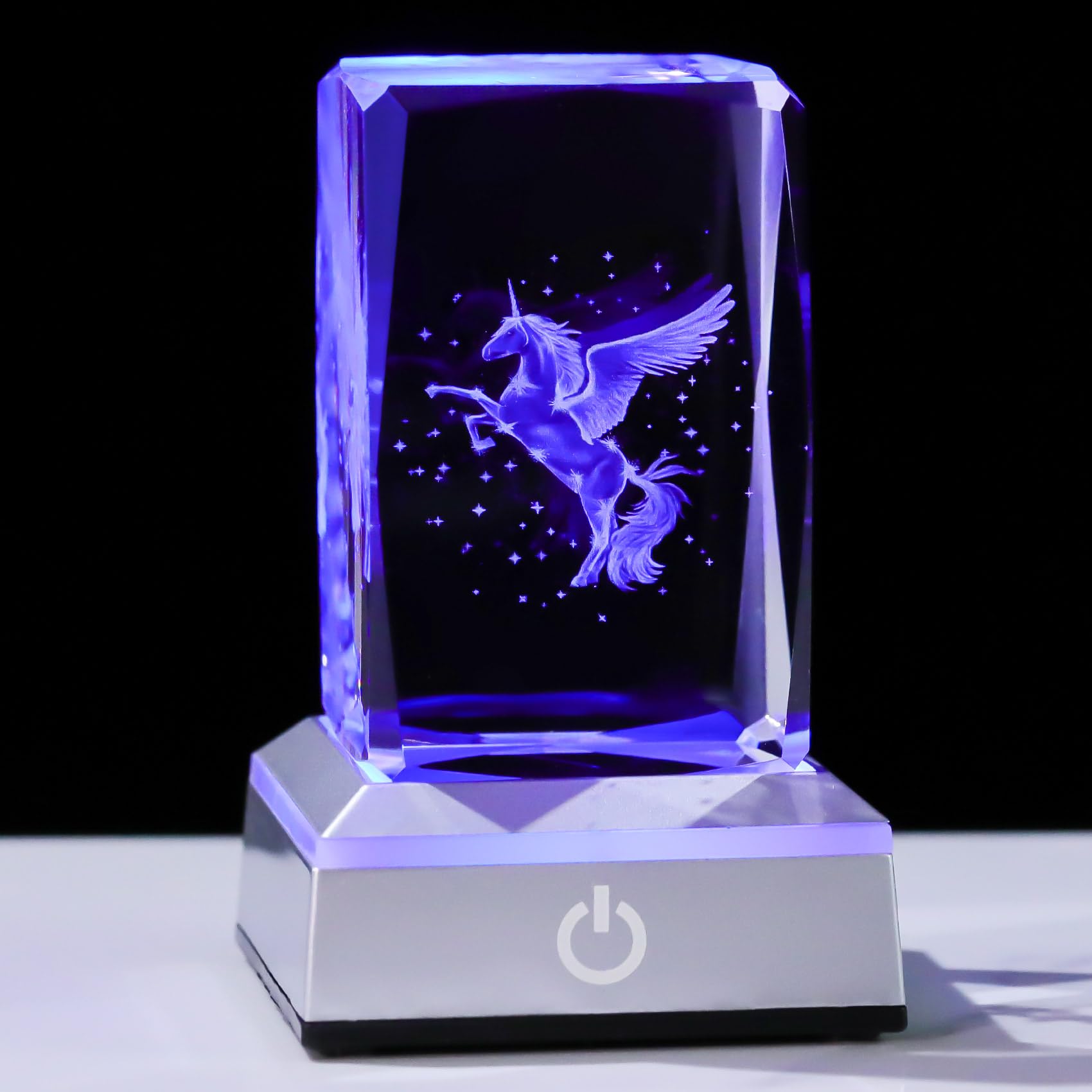 Movdyka 3D Unicorn Crystal Decor Glass Animals with LED Color-Changing Base | Premium K9 Crystal Figurine Night Light for Women, Girls &amp; Unicorn Lovers