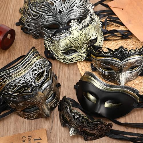 Hotop 96 Pcs Couple Masquerade Mask Venetian Mardi Gras Mask Halloween Carnival Props for Adults Costume Ball Party Cosplay by Hotop - Image 6