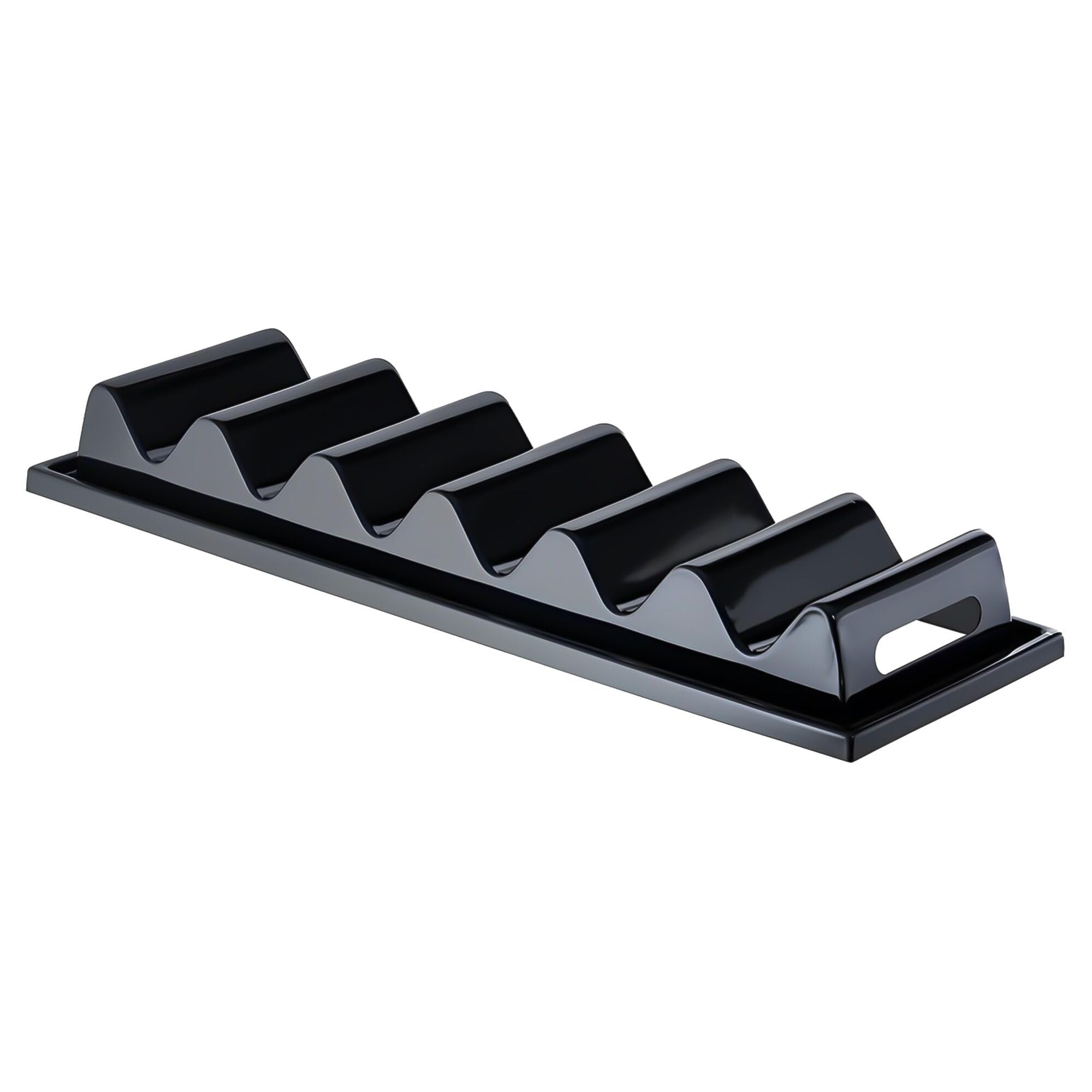 APS 11889 Présentoir à Snacks/Plateau à Snacks - 6 Compartiments, 60 x 19 cm, Hauteur 7,5 cm, polystyrène, Noir, avec rainure pour jus et poignée encastrée, fabriqué en Allemagne