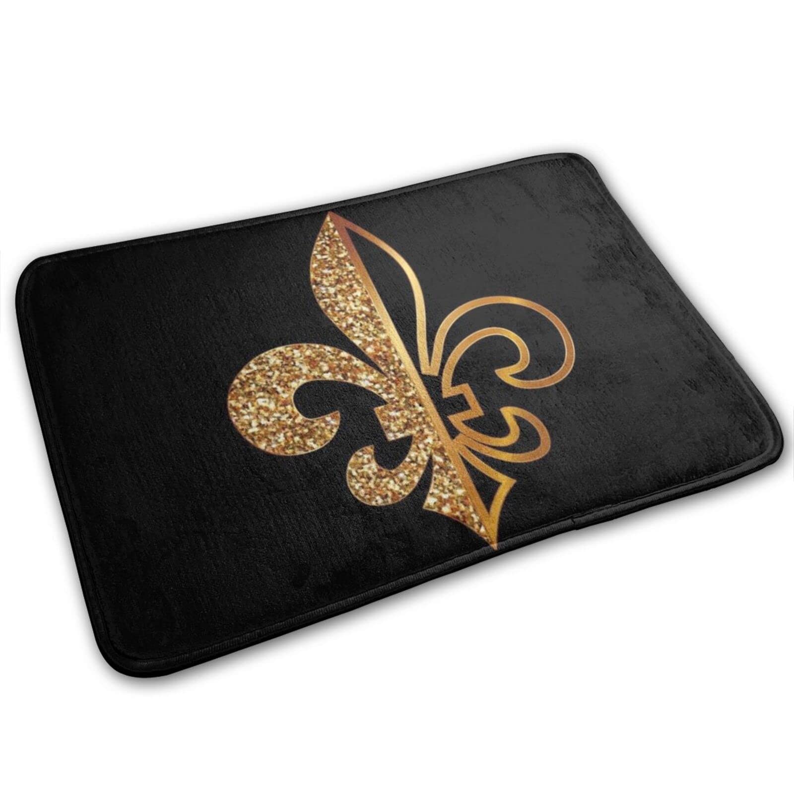tbbvhd Fleur De Lis Golden Glitter Black Doormat Indoor Door Mats Mardi Gras Non Slip Floor Mats Entrance Rug Bath Pad for Front Door Bathroom Rug