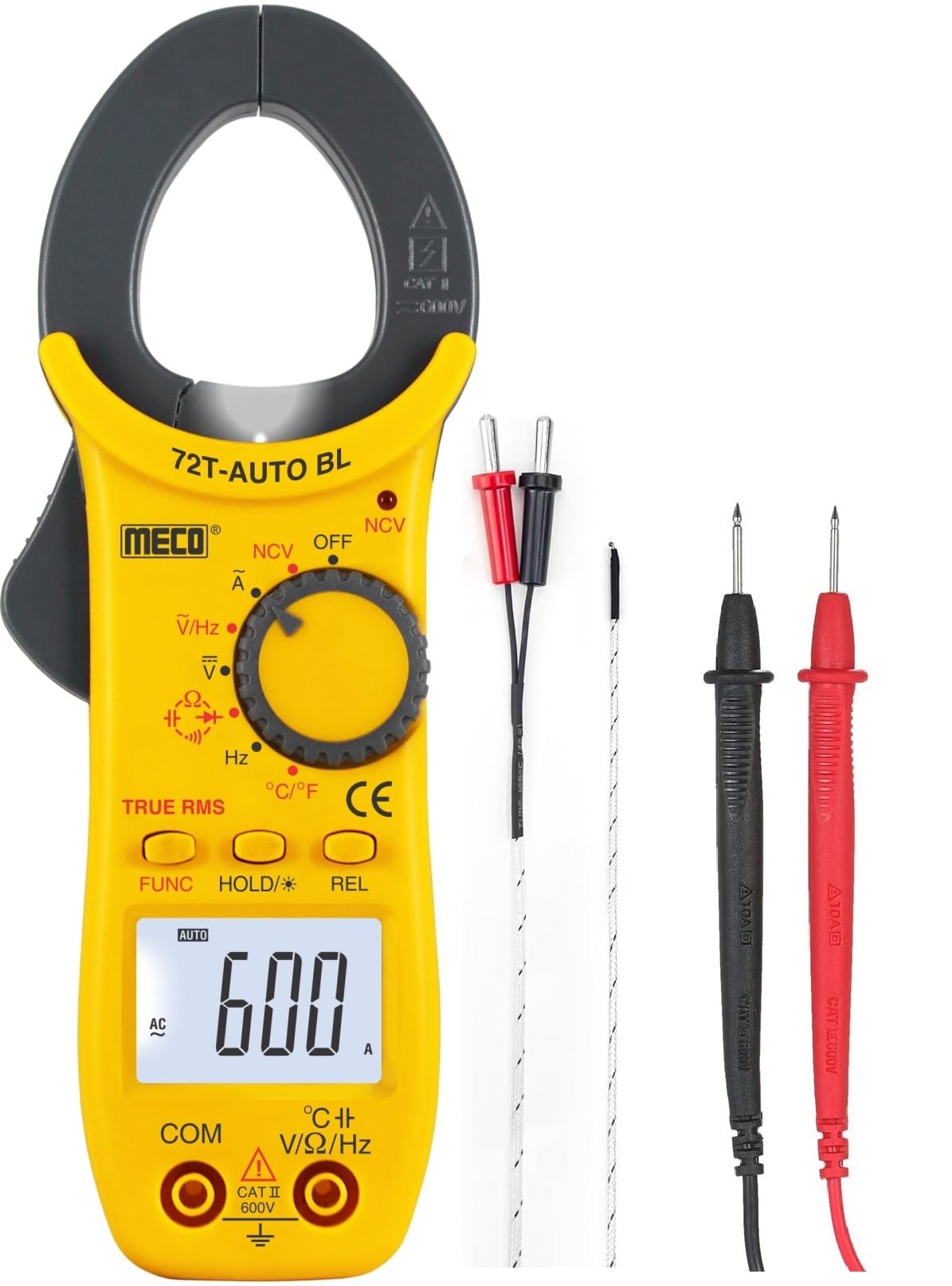MECO 72T-Auto-BL 3¾ Digit / 4000 Count 600A AC TRMS Autoranging Digital Clamp meter, Temperature, NCV, Backlight, Capacitance, Frequency, Diode Test, Audible Continuity, Data Hold, REL Test-image-15
