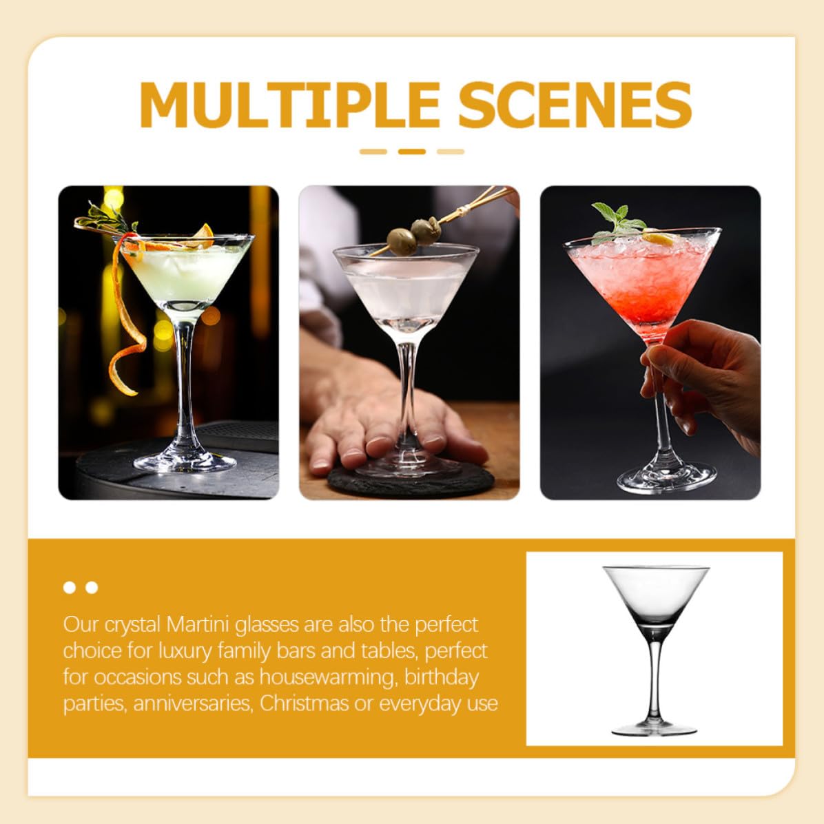 Copas de Cóctel Triangulares de Cristal 4 Piezas 200 Ml | Diseño Elegante y Forma Distintiva, Aptas para Casa y Fiesta, Uso Versátil Copas de Postre