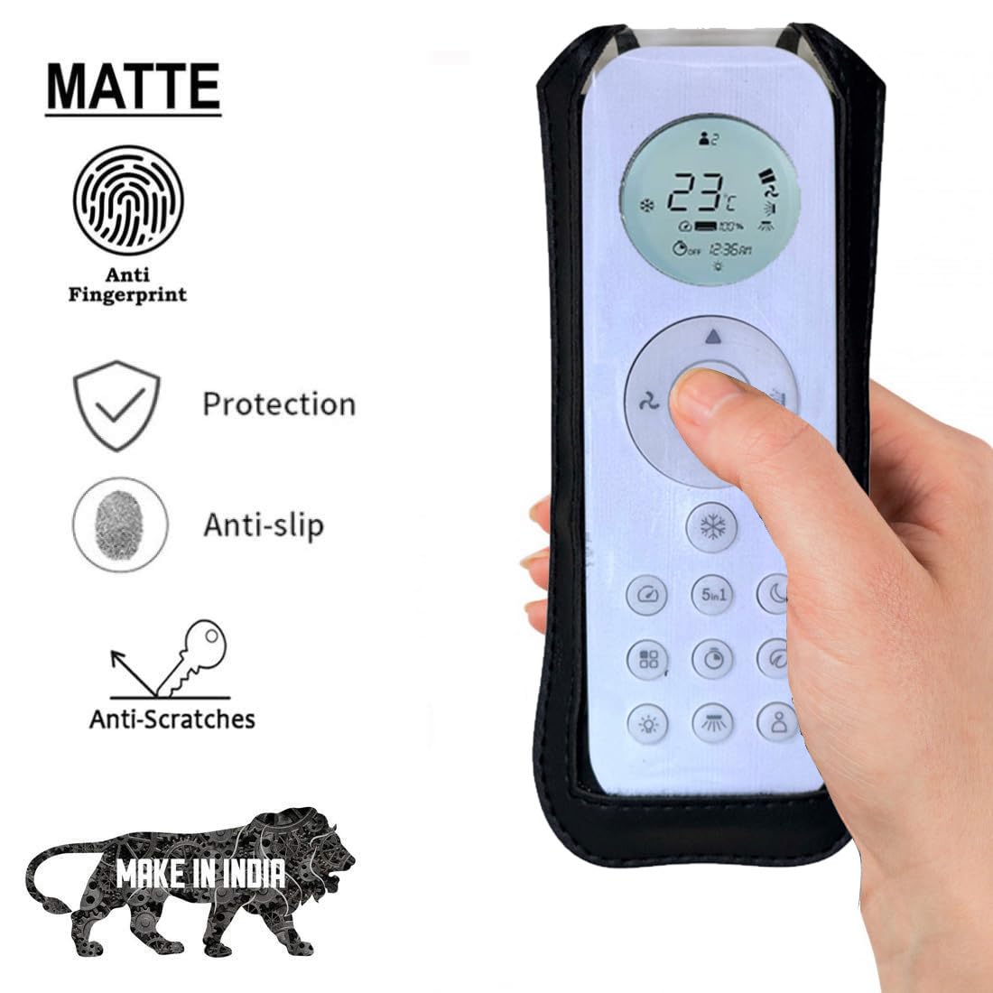 Zaoma Protective Case PU Leather Cover Holder Compatible for AC Remote No. 301, Compatible/Replacement for Blue Star Split/Window AC Remote Control Protective Case (Black) — Amazon image 5