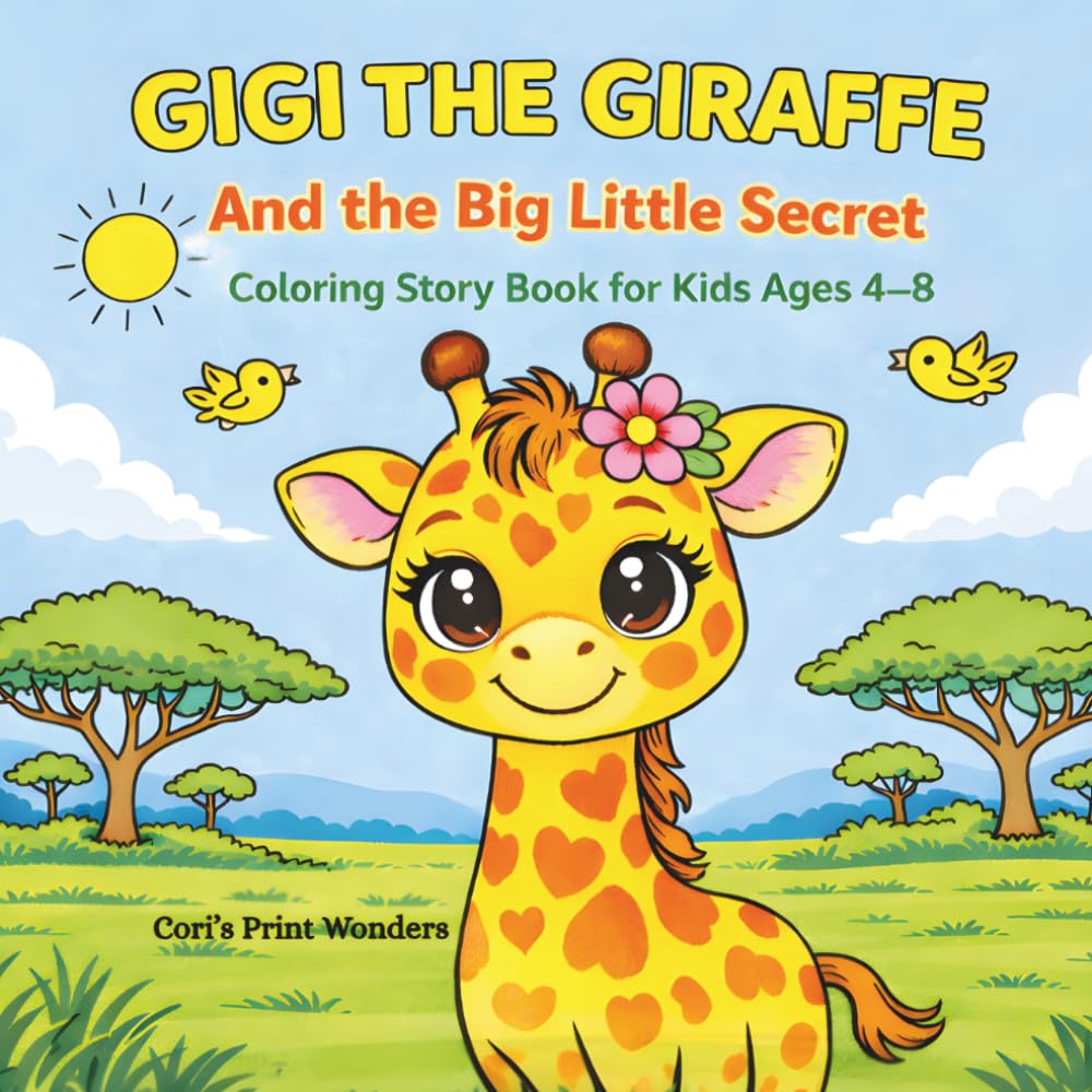 Gigi the Giraffe and the Big Little Secret - Coloring Story Book for Kids Ages 4-8: A Heartwarming Coloring Story About Being Different and Self-Confidence (Le Avventure di Gigi la Giraffa)